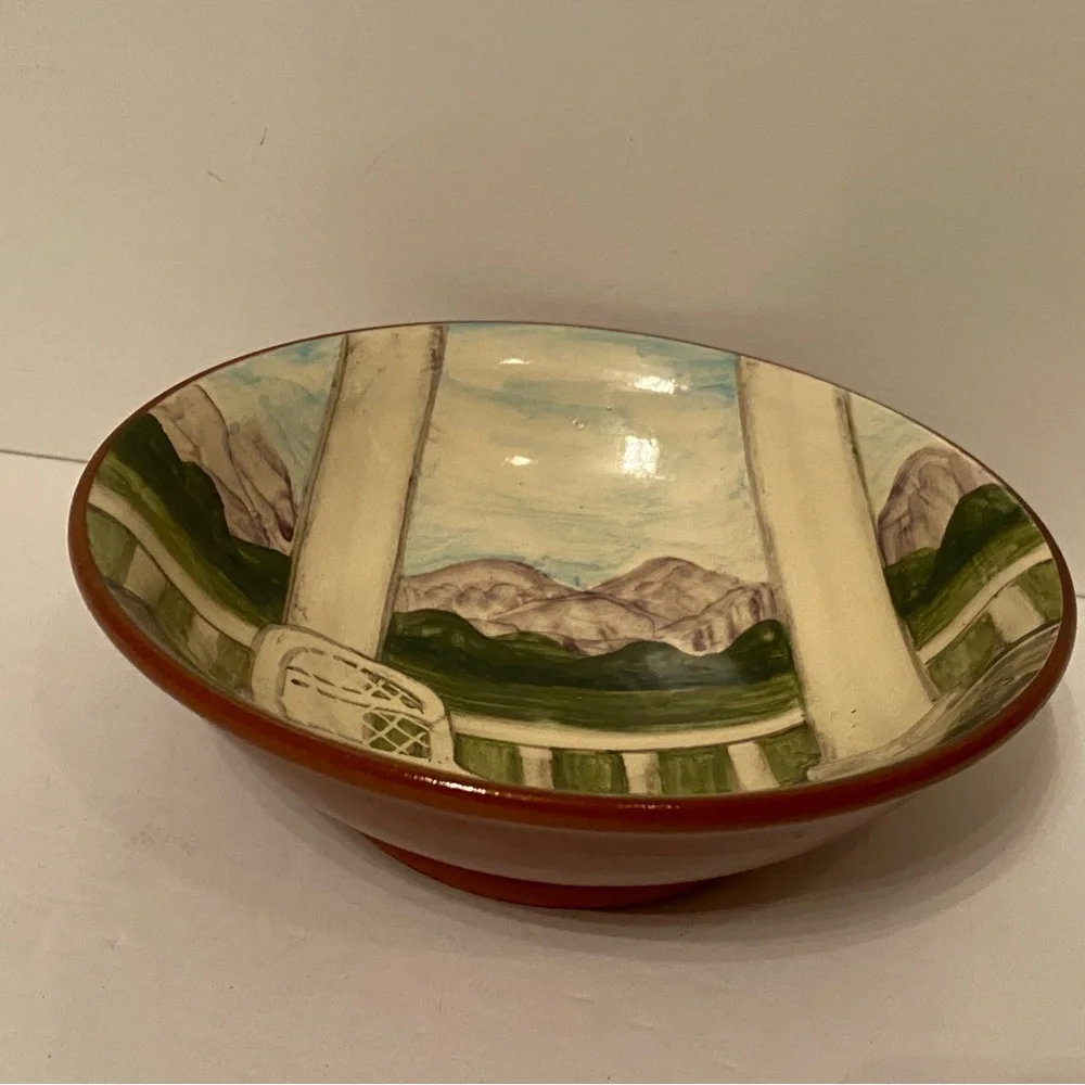 LIZ LAWRENCE STUDIO ART POTTERY TERRACOTTA BOWL HAND MADE MOUNTAIN PORCH HOME